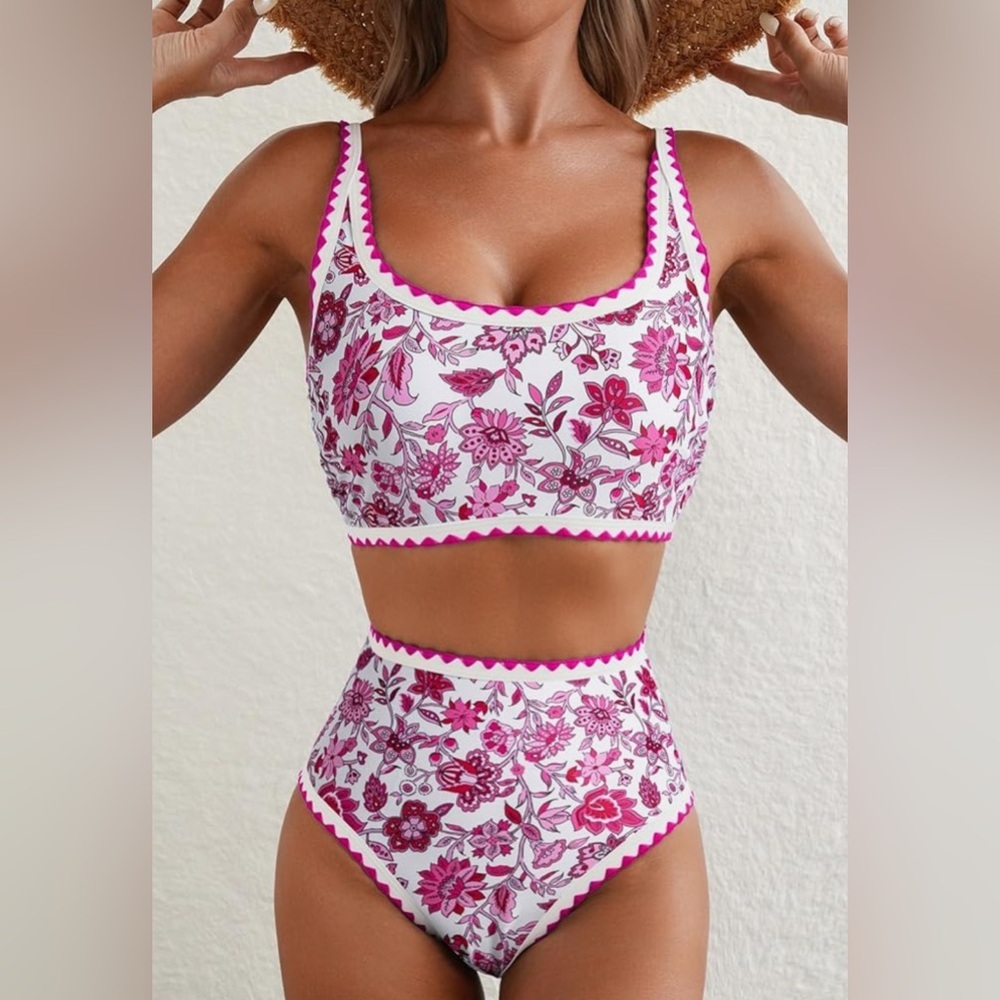 Bikini Floral Print Whip Stitch
Elegant High Waisted Scoop 
2025 season
XL - Picture 3 of 8